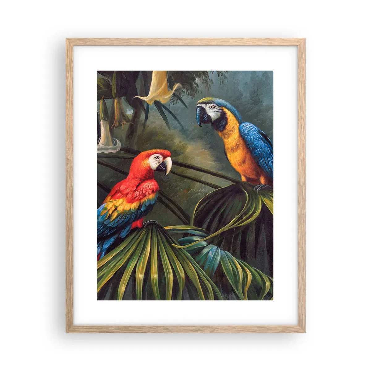 Plakat i ramme af lyst egetræ - Romantik i troperne - 40x50 cm