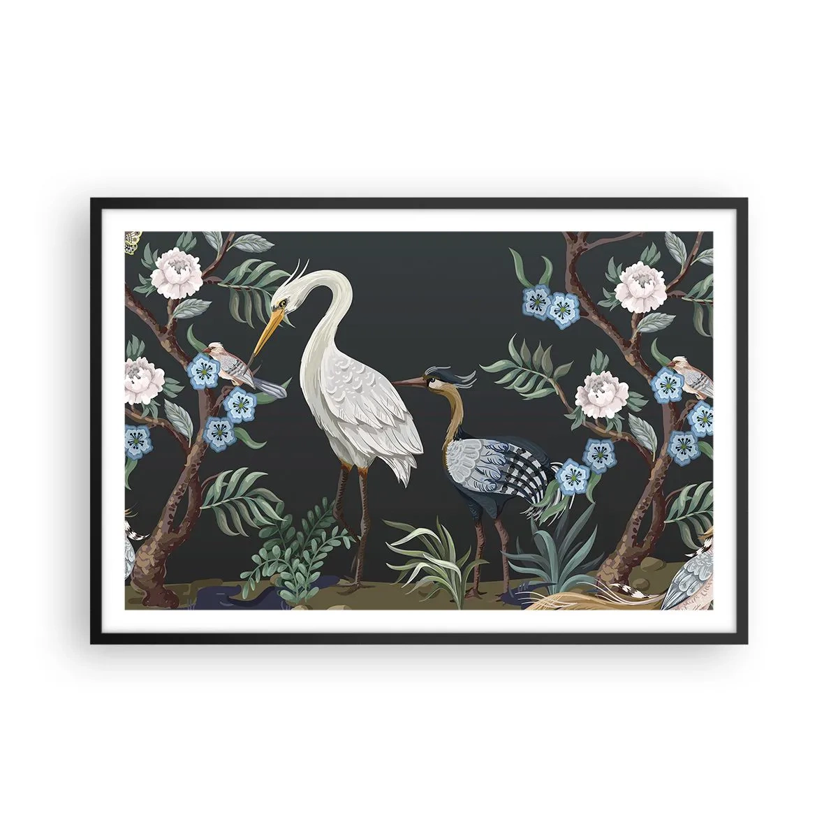 Plakat i sort ramme - Fugleparade - 91x61 cm