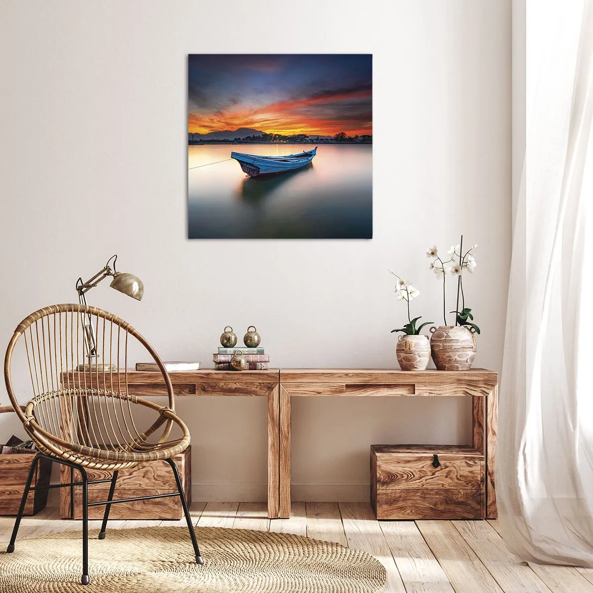 Lærredstryk - Billede på lærred - En god nat er på vej - 70x70 cm