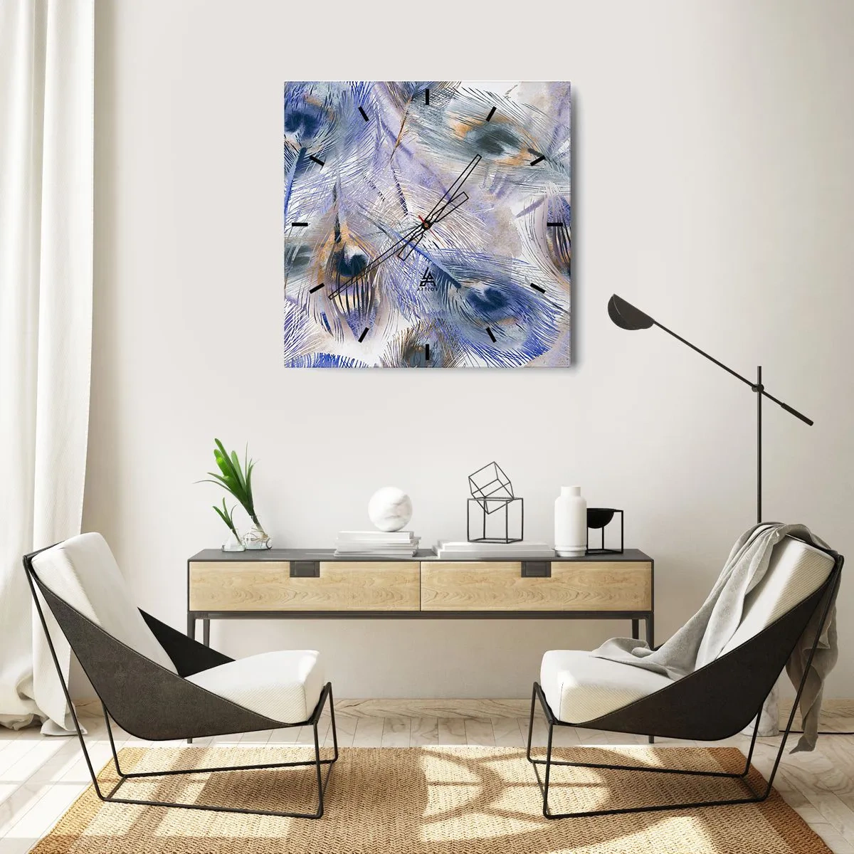 Vægur, Uret - Påfugl sammensætning - 30x30 cm