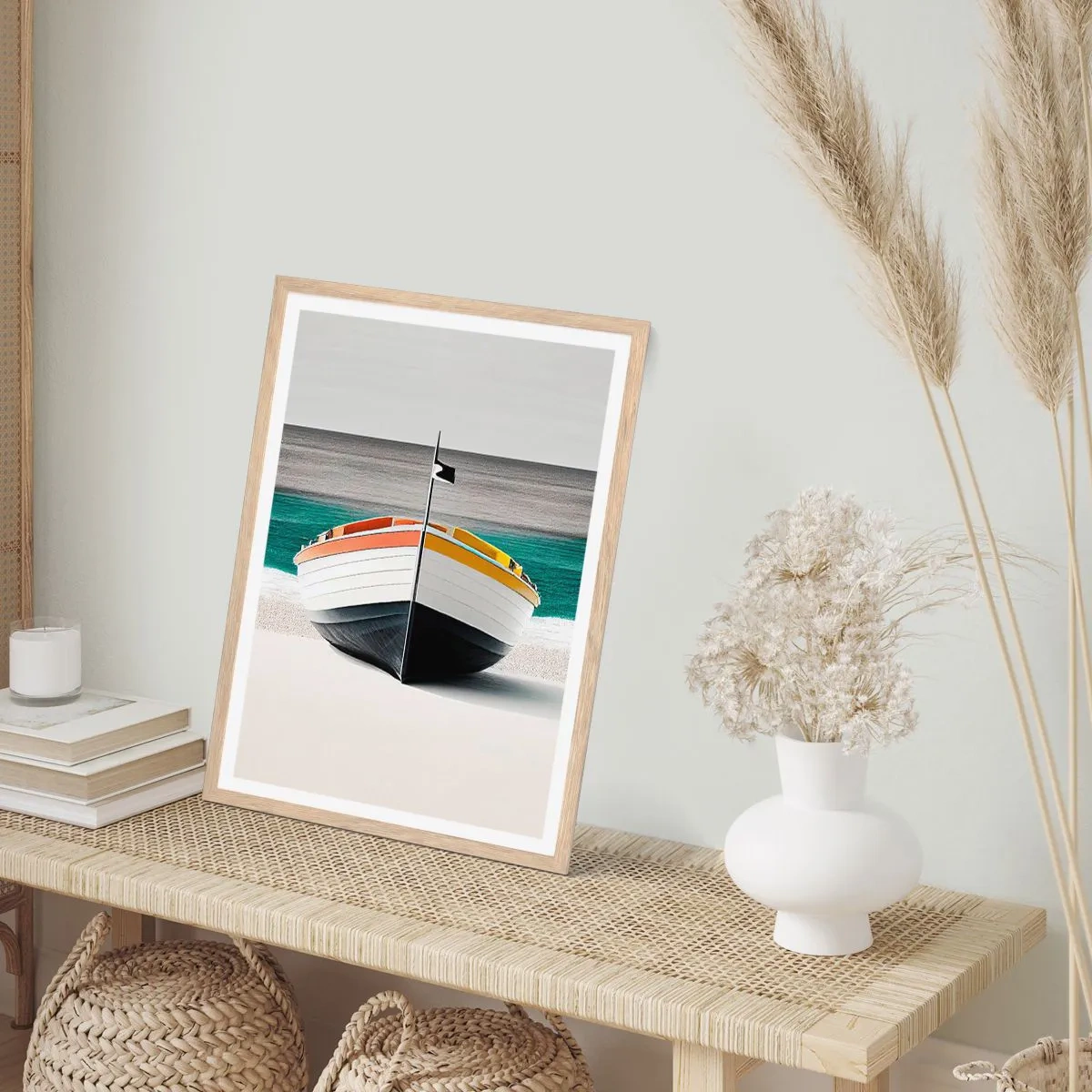 Plakat i ramme af lyst egetræ - På sin plads - 61x91 cm