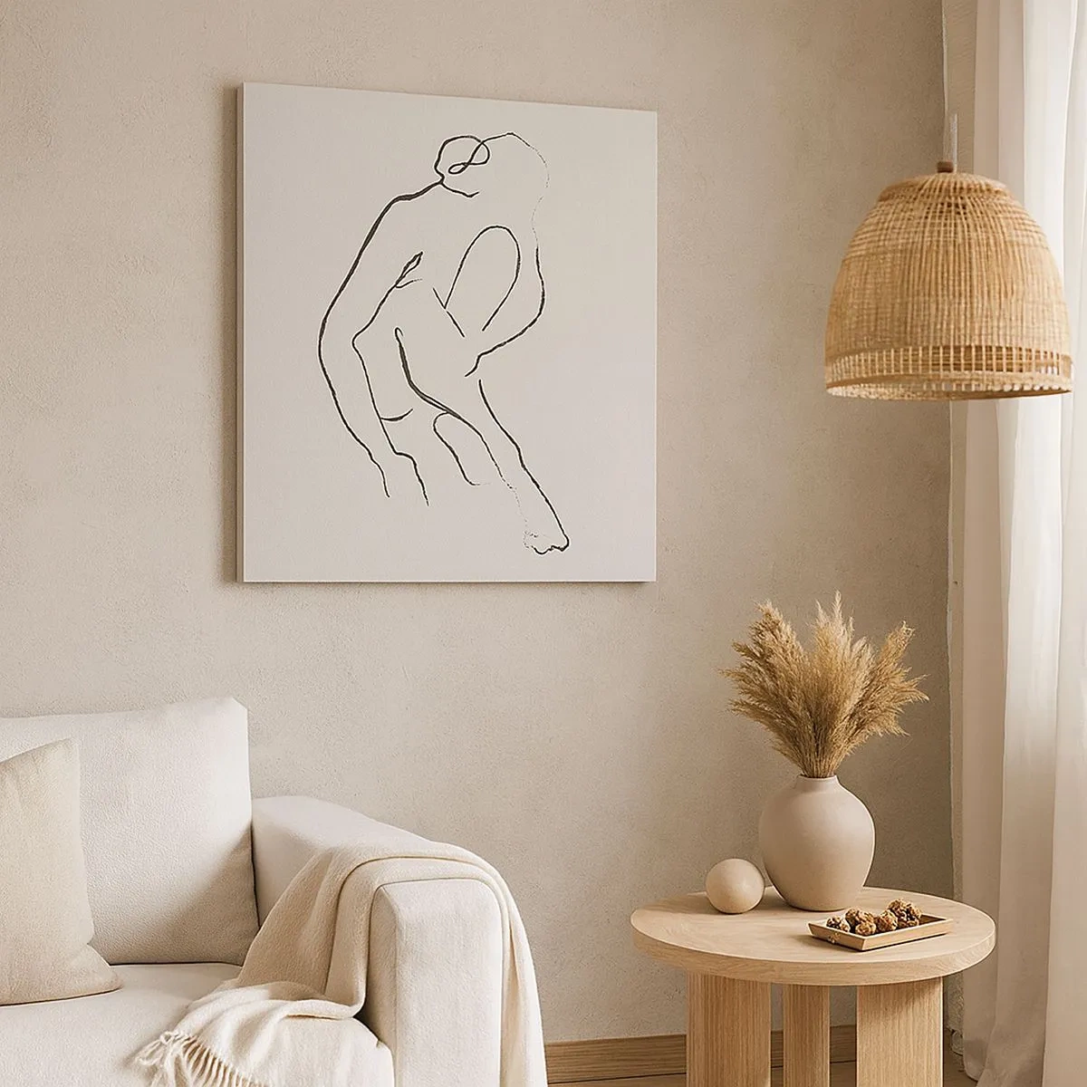 Lærredstryk - Billede på lærred - Intim skitse - 30x30 cm