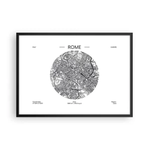 Plakat i sort ramme - Anatomi af Rom - 70x50 cm