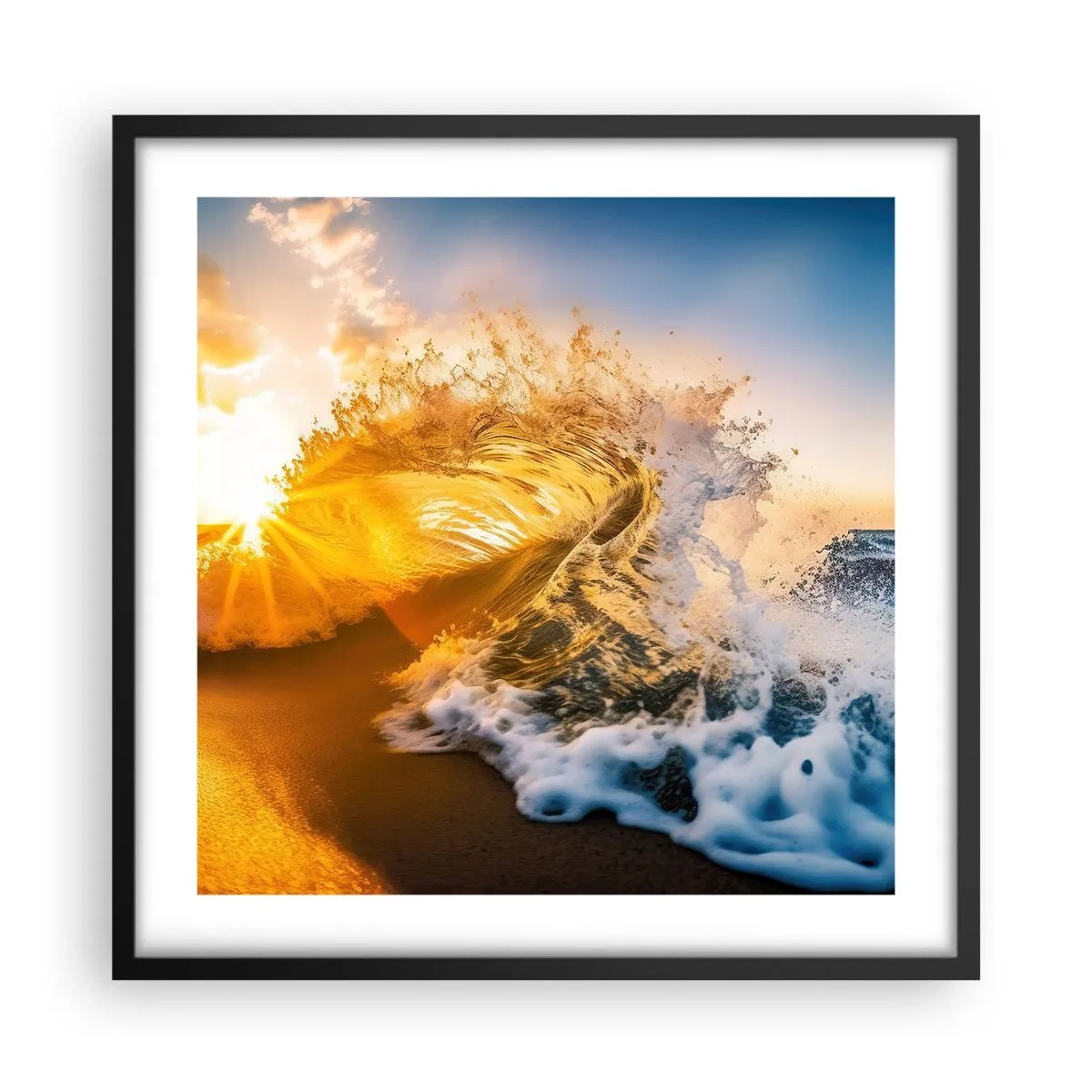 Plakat i sort ramme - Leg på sandet - 50x50 cm