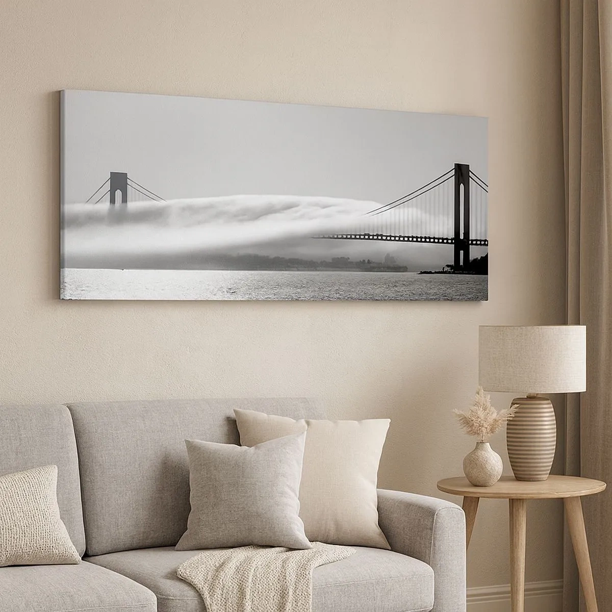 Lærredstryk - Billede på lærred - Sejl gennem Golden Gate - 100x40 cm