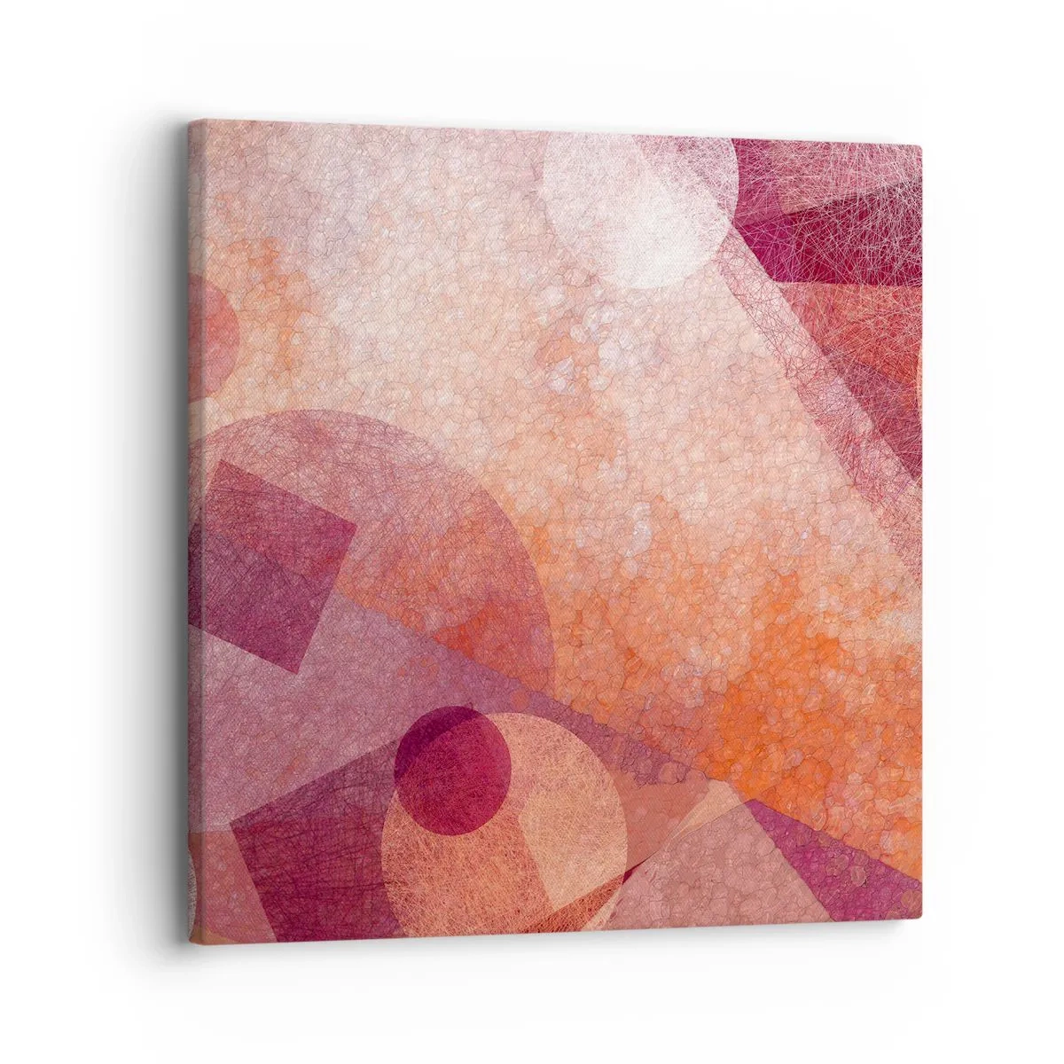 Lærredstryk - Billede på lærred - Geometriske transformationer i pink - 30x30 cm