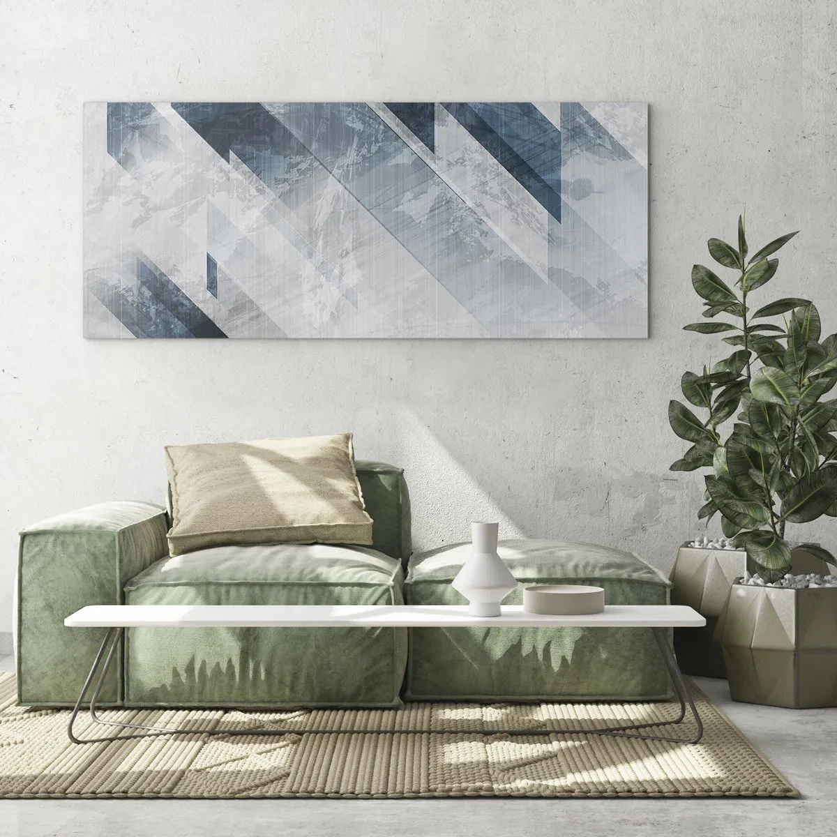 Billede på glas - Rumlig komposition - bevægelse af gråtoner - 120x50 cm