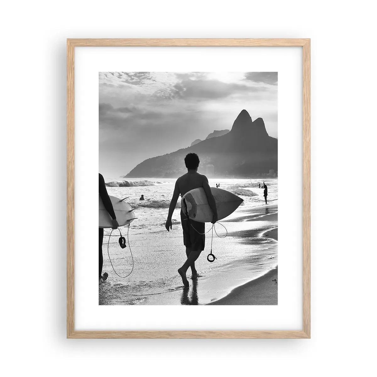 Plakat i ramme af lyst egetræ - Samba til én bølge - 40x50 cm