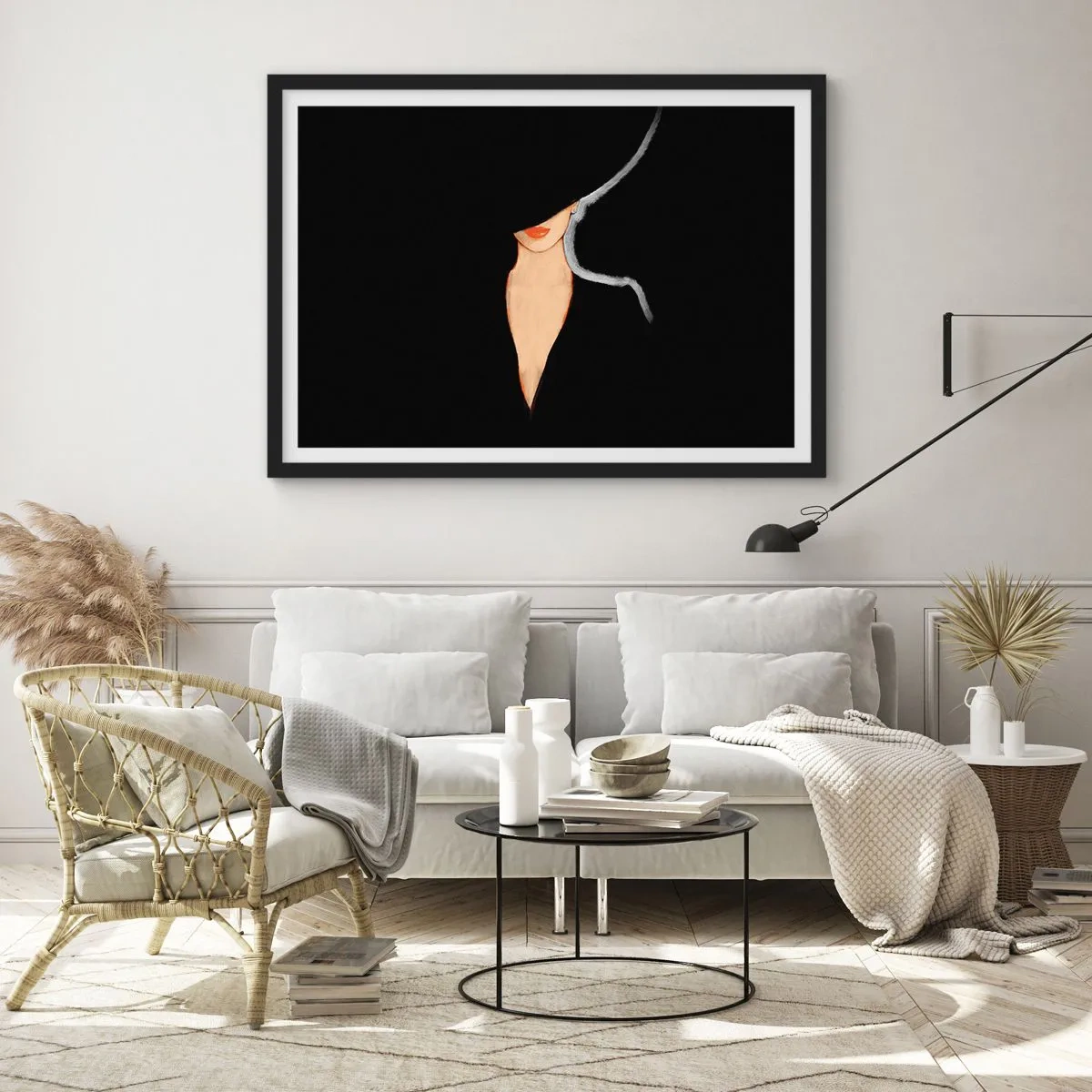 Plakat i sort ramme - Elegance og stil - 100x70 cm