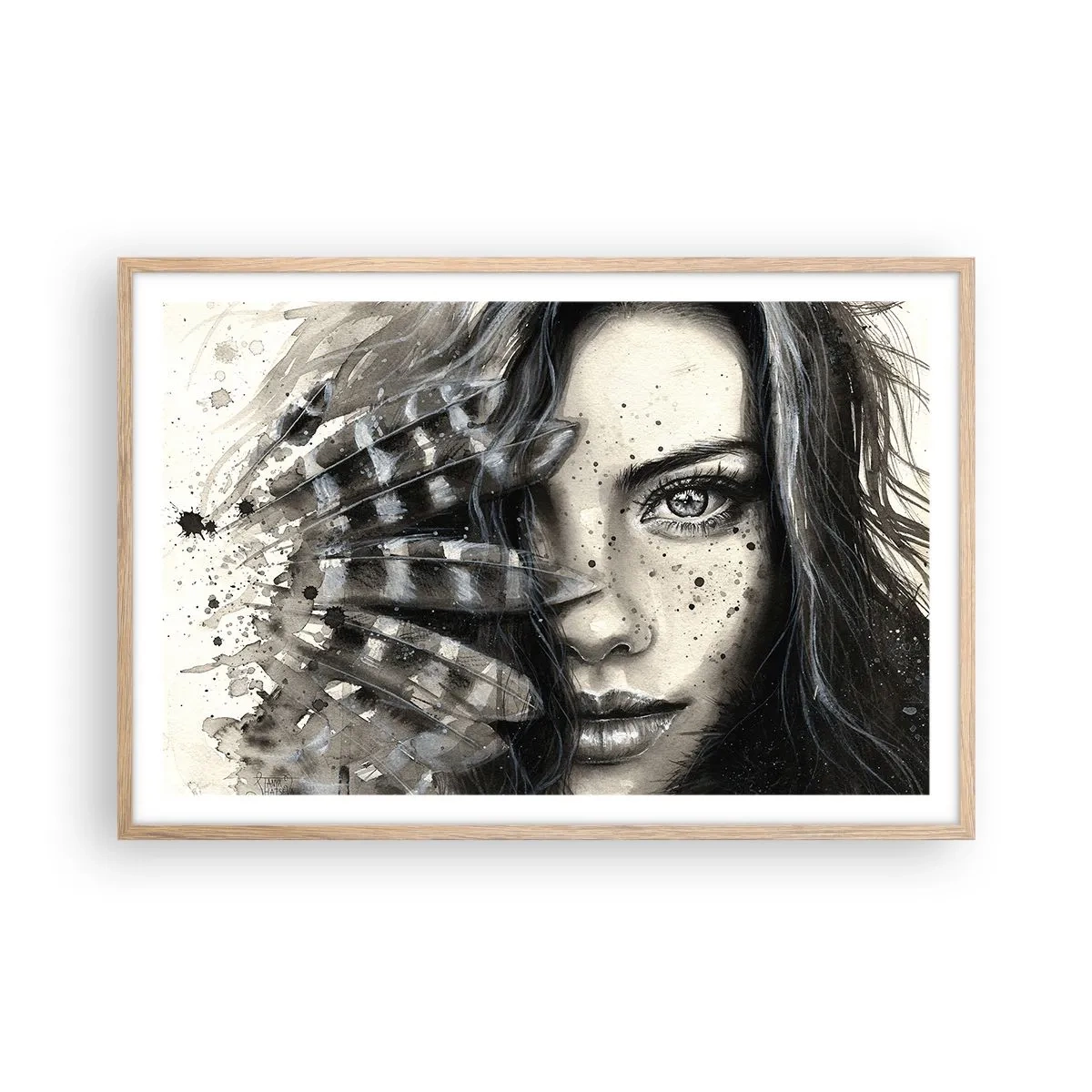 Plakat i ramme af lyst egetræ - Vild skønhed - 91x61 cm