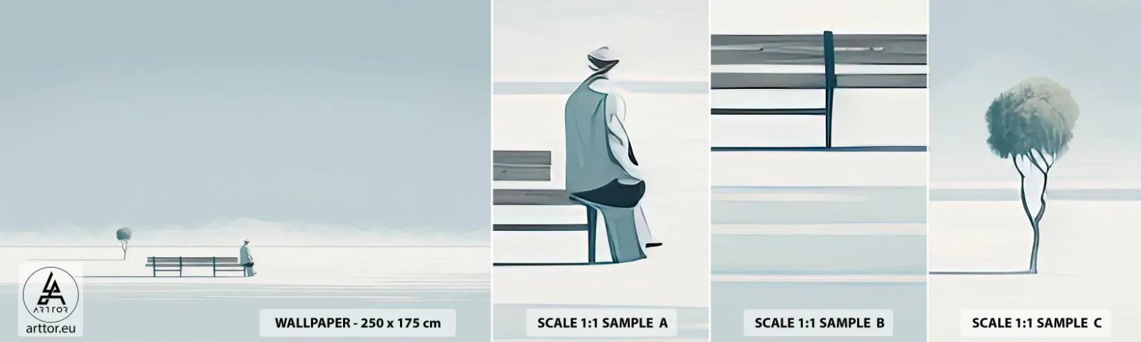 Fototapet Prøve Standard Eco - Ja, jeg venter. - Minimalistisk, Ensom, Mand - 100x30 cm