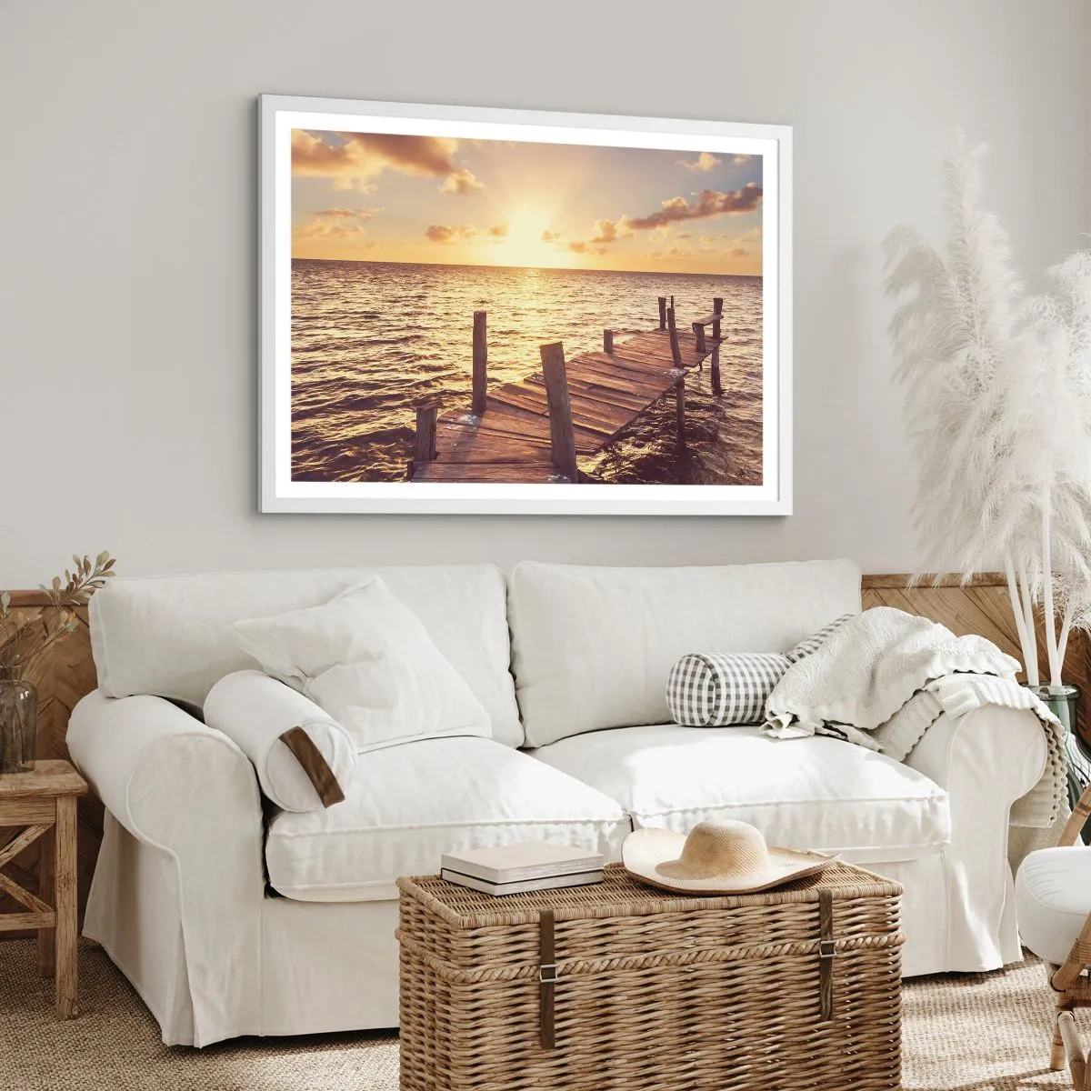 Plakat i hvid ramme - Gyldent land af blidhed - 40x30 cm