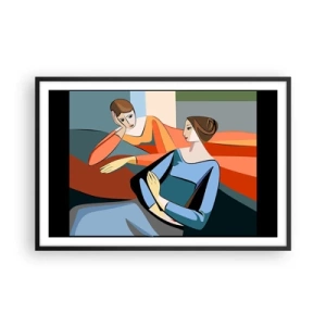 Plakat i sort ramme - Et øjeblik af fortrolighed - 91x61 cm