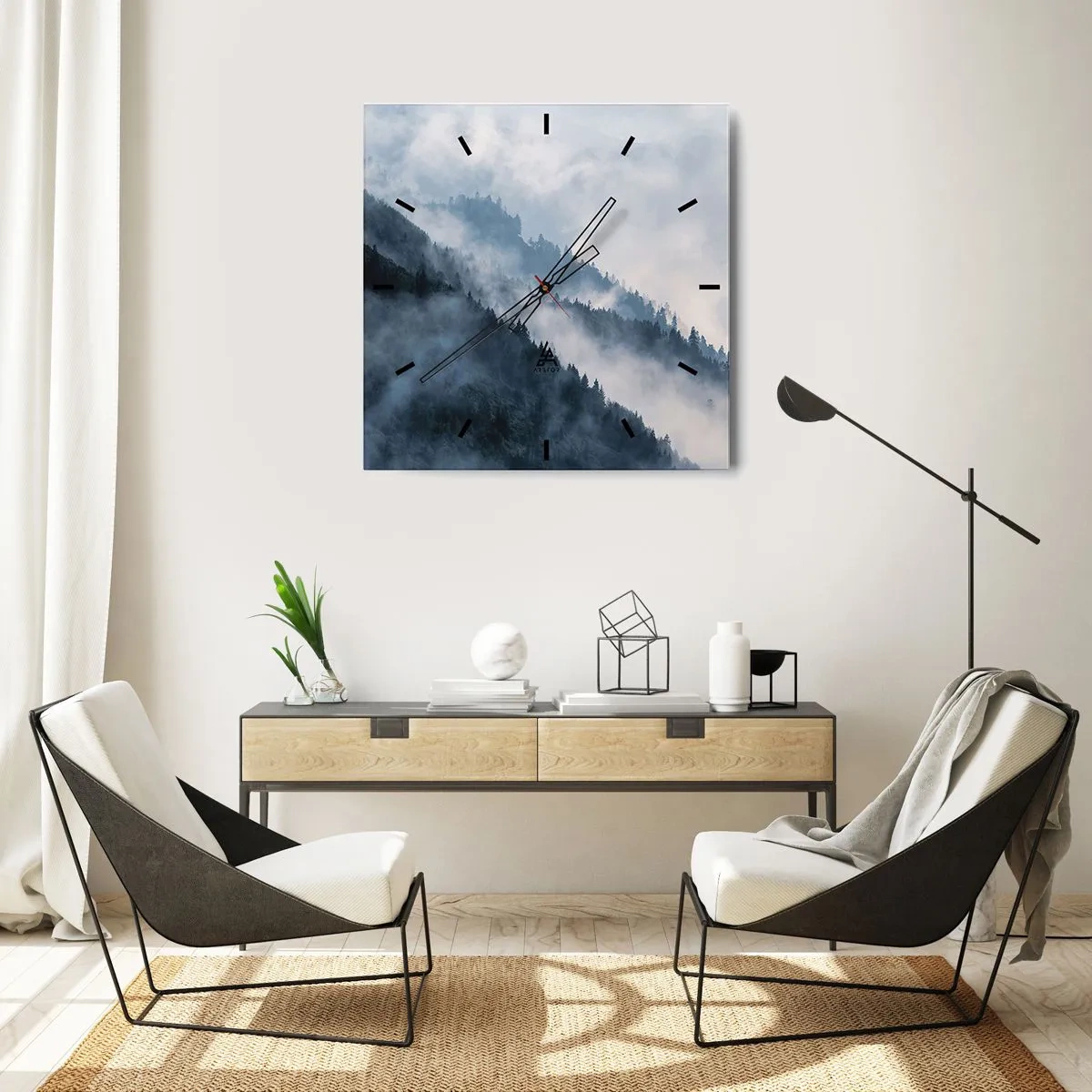 Vægur, Uret - Bjergenes mystik - 30x30 cm