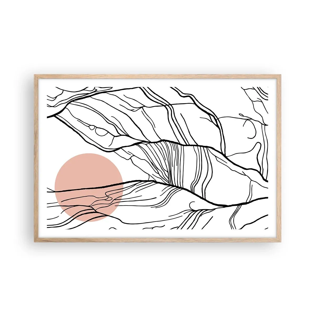 Plakat i ramme af lyst egetræ - I et netværk af kviste - 91x61 cm