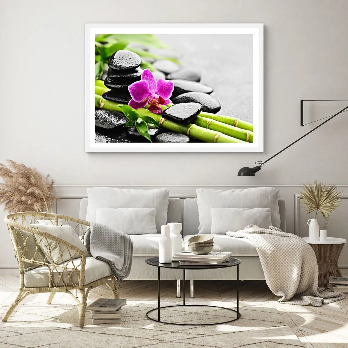 Plakat i hvid ramme - I en fredelig balance - 100x70 cm