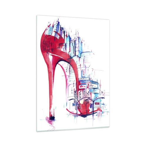 Billede på glas - Elegant kvinde fra storbyen - 50x70 cm