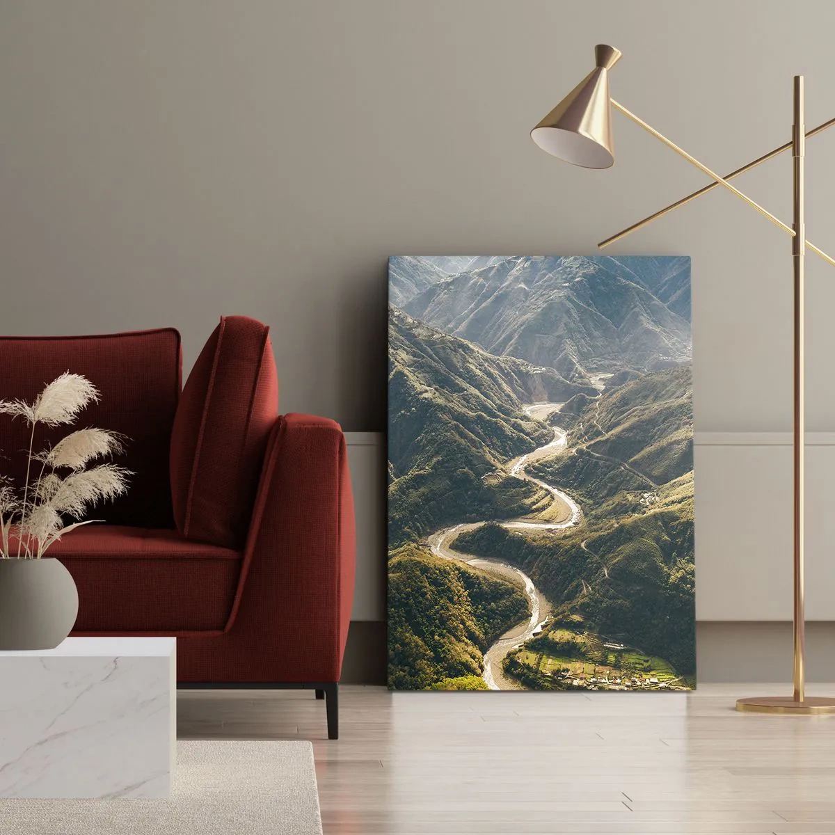 Lærredstryk - Billede på lærred - Direkte fra hjertet af bjergene - 50x70 cm