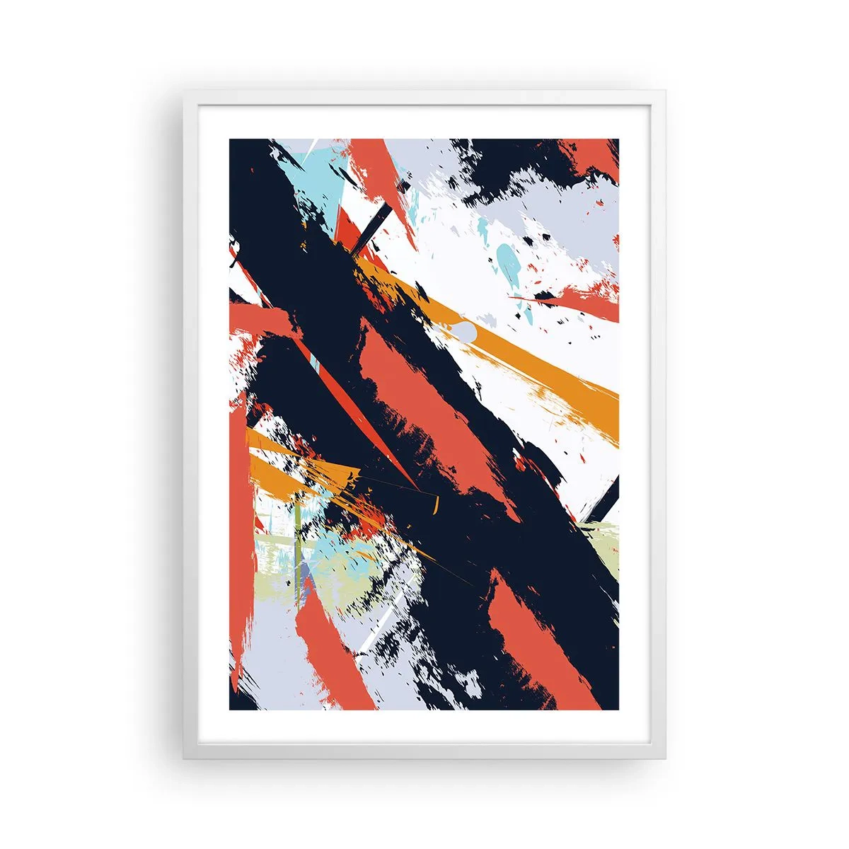 Plakat i hvid ramme - Dynamisk sammensætning - 50x70 cm
