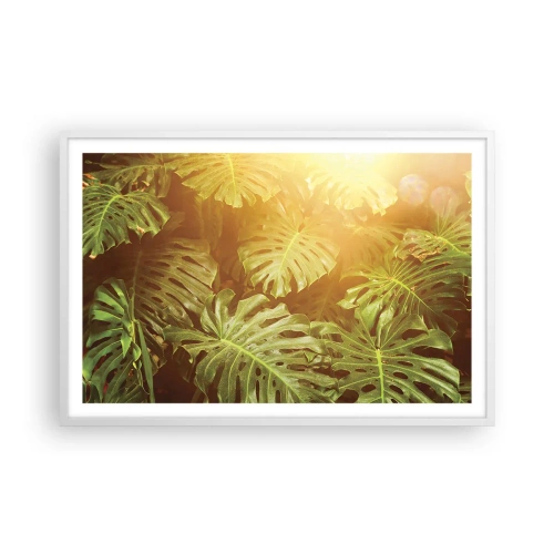 Plakat i hvid ramme - Træd ind i det grønne... - 91x61 cm