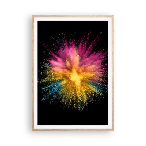 Plakat i ramme af lyst egetræ - Farvernes fødsel  - 70x100 cm
