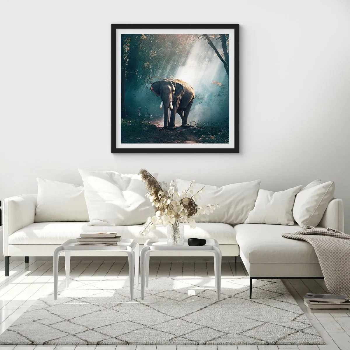 Plakat i sort ramme - En fredelig gåtur - 50x50 cm