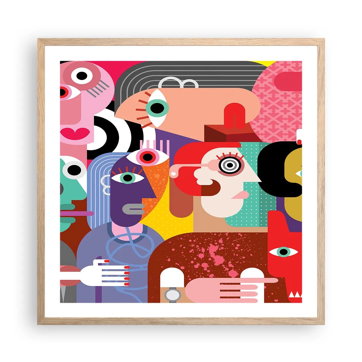 Plakat i ramme af lyst egetræ - Vi fra hr. Picasso - 60x60 cm