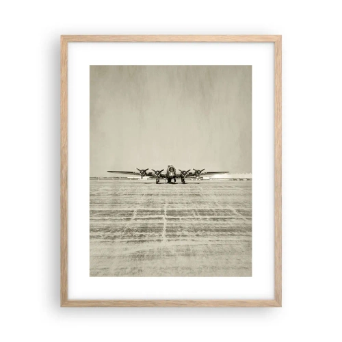 Plakat i ramme af lyst egetræ - Som altid klar - 40x50 cm