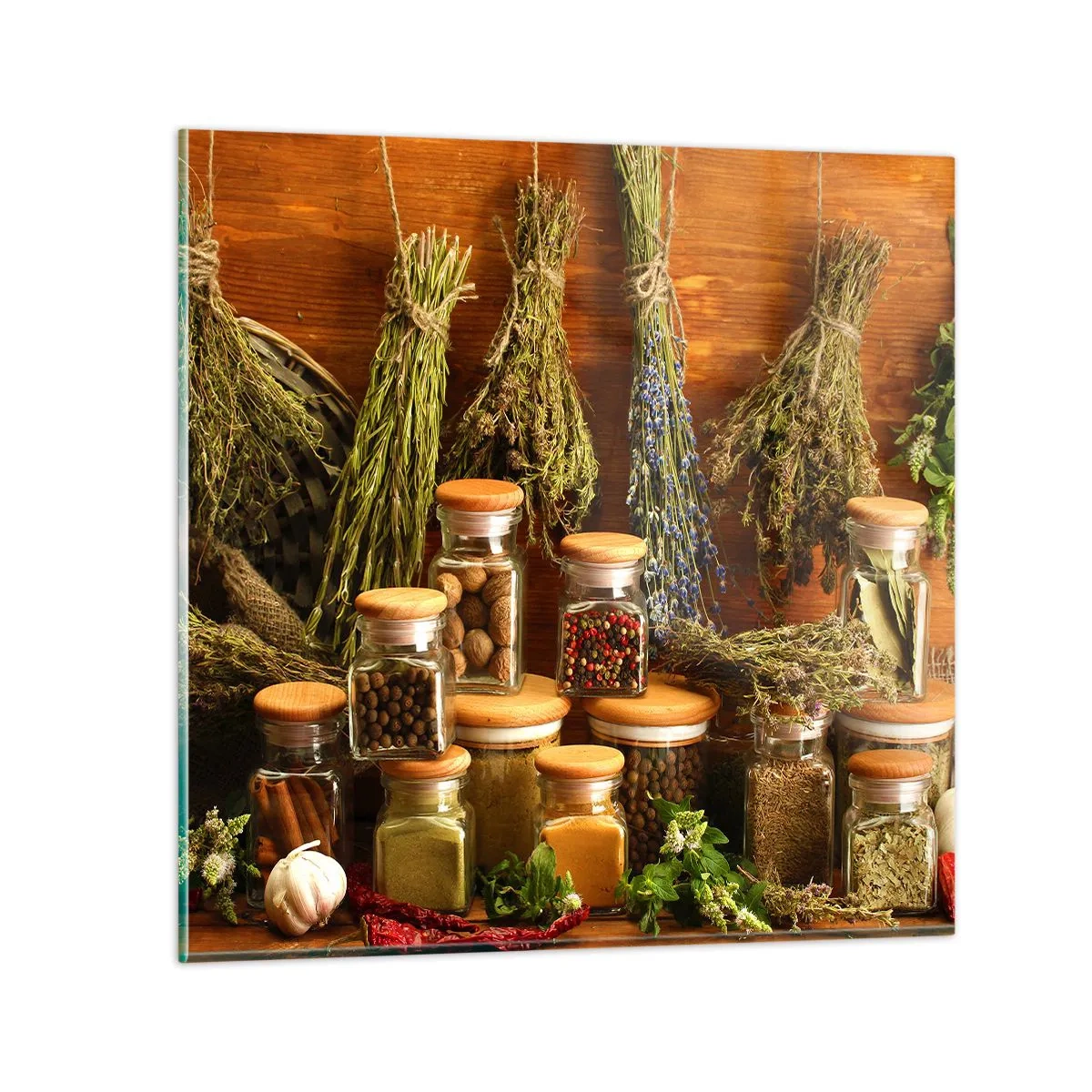 Billede på glas - Køkkenmagi - 50x50 cm