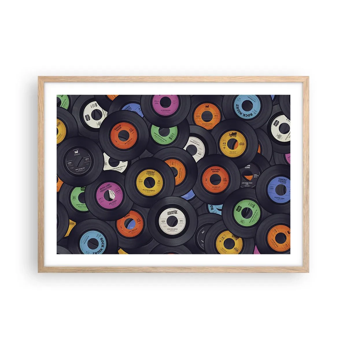 Plakat i ramme af lyst egetræ - Farver fra klassikerne - 70x50 cm