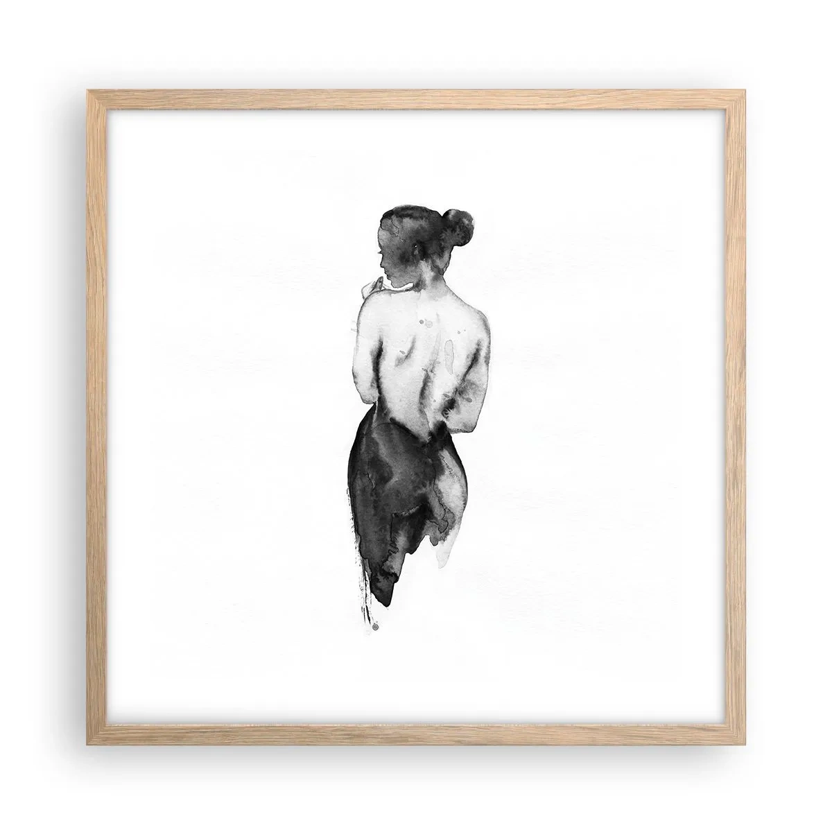 Plakat i ramme af lyst egetræ - Med hende forsvinder verden - 50x50 cm