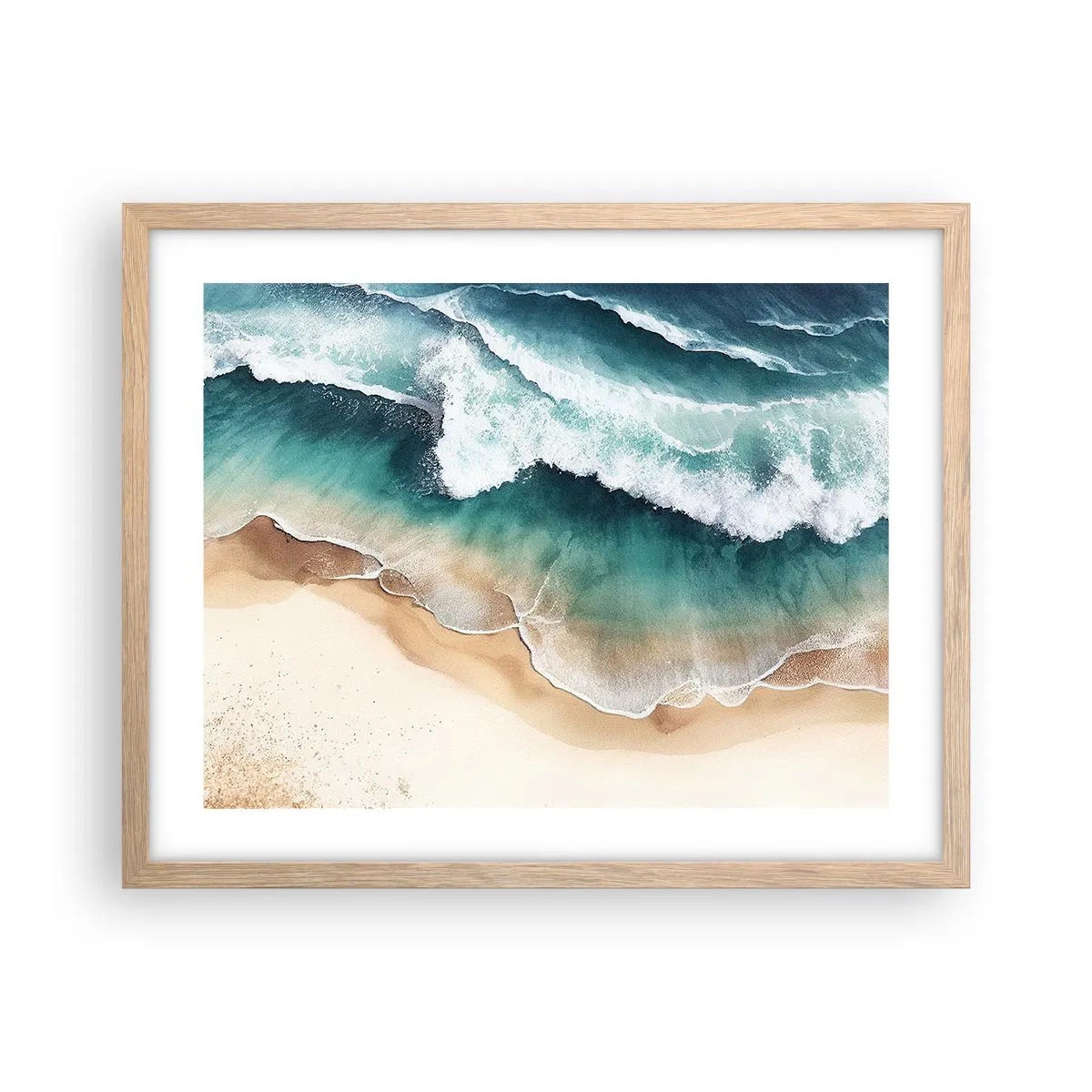 Plakat i ramme af lyst egetræ - Et evigt møde - 50x40 cm