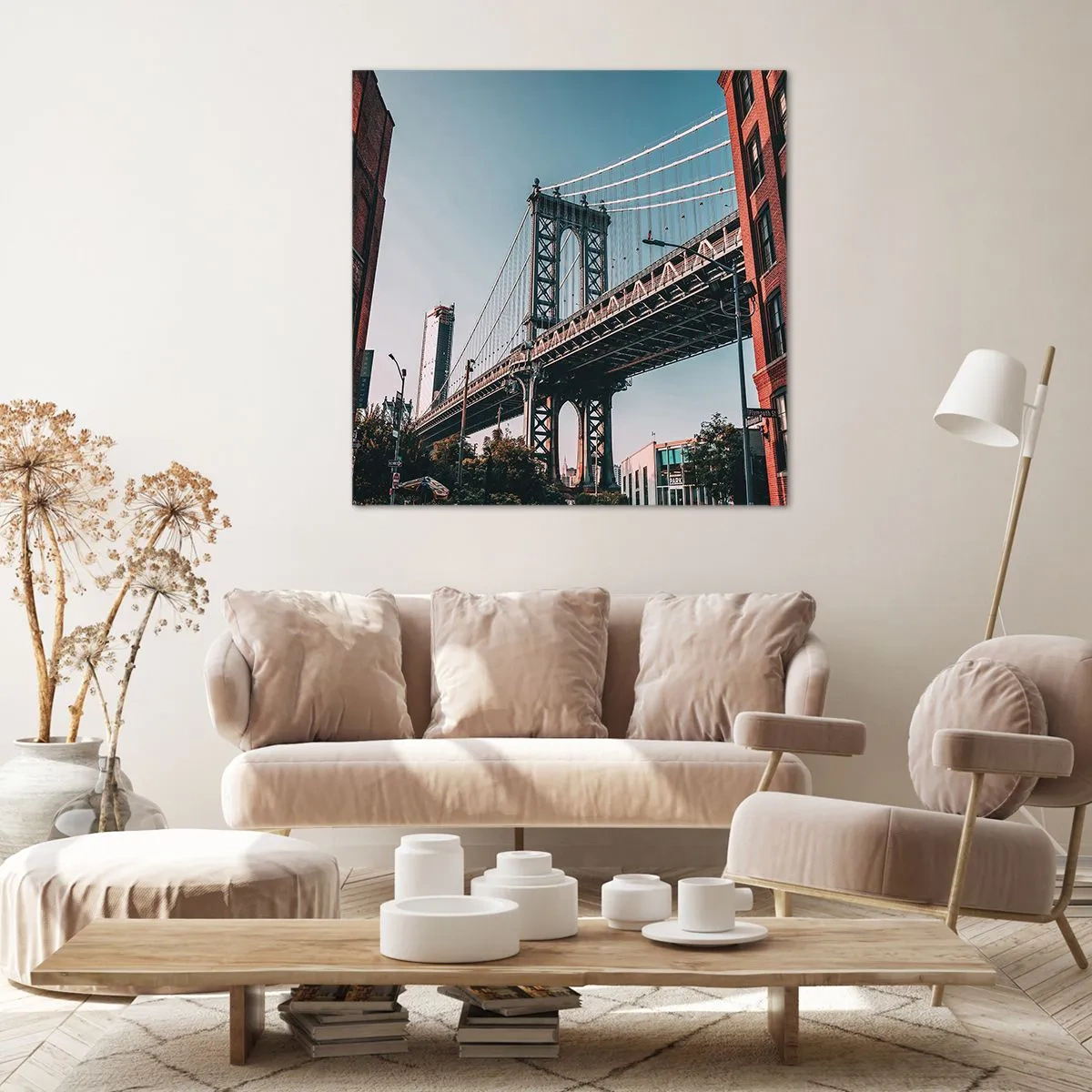 Lærredstryk - Billede på lærred - Over byens bølger - 70x70 cm