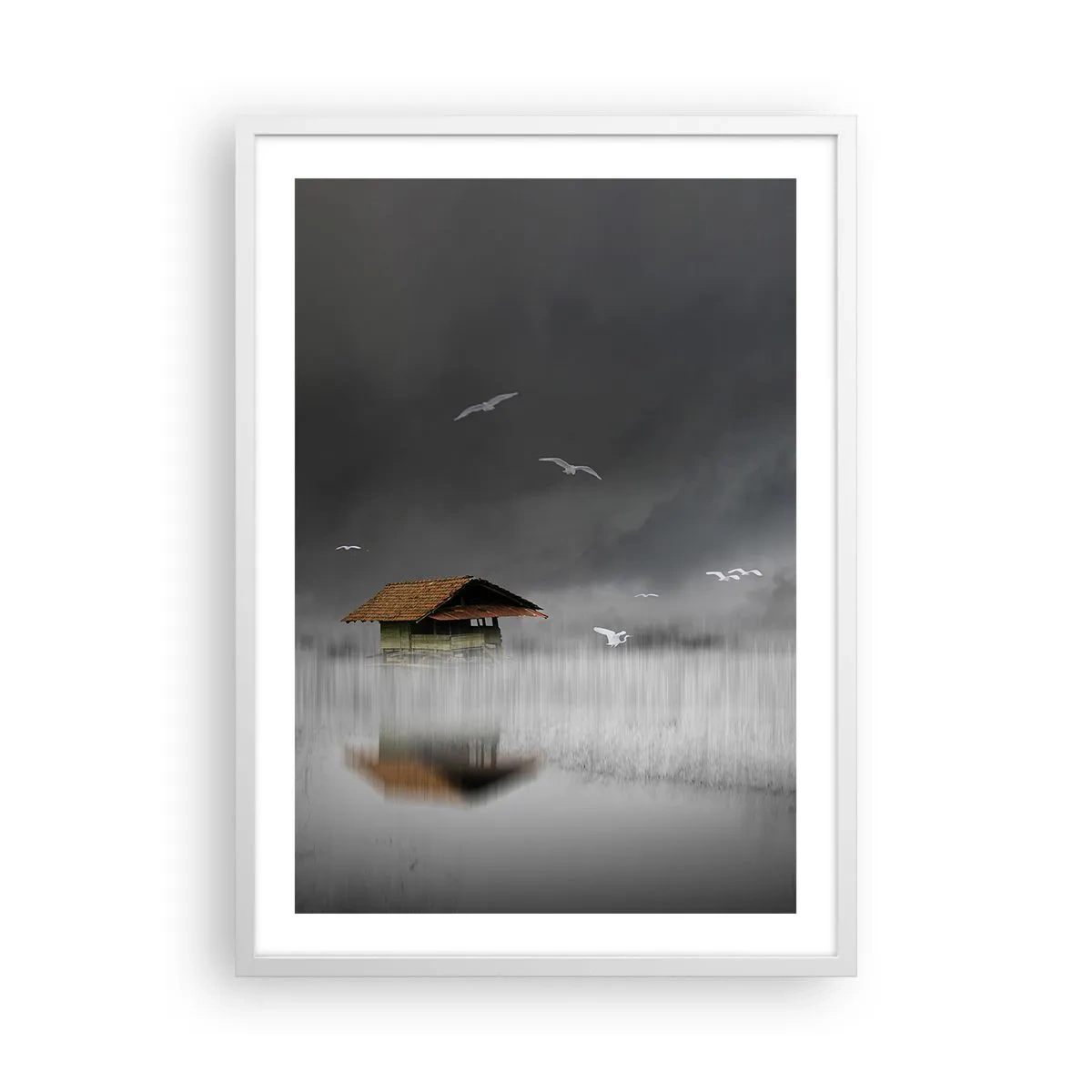 Plakat i hvid ramme - Beskyttelse mod regnen - 50x70 cm