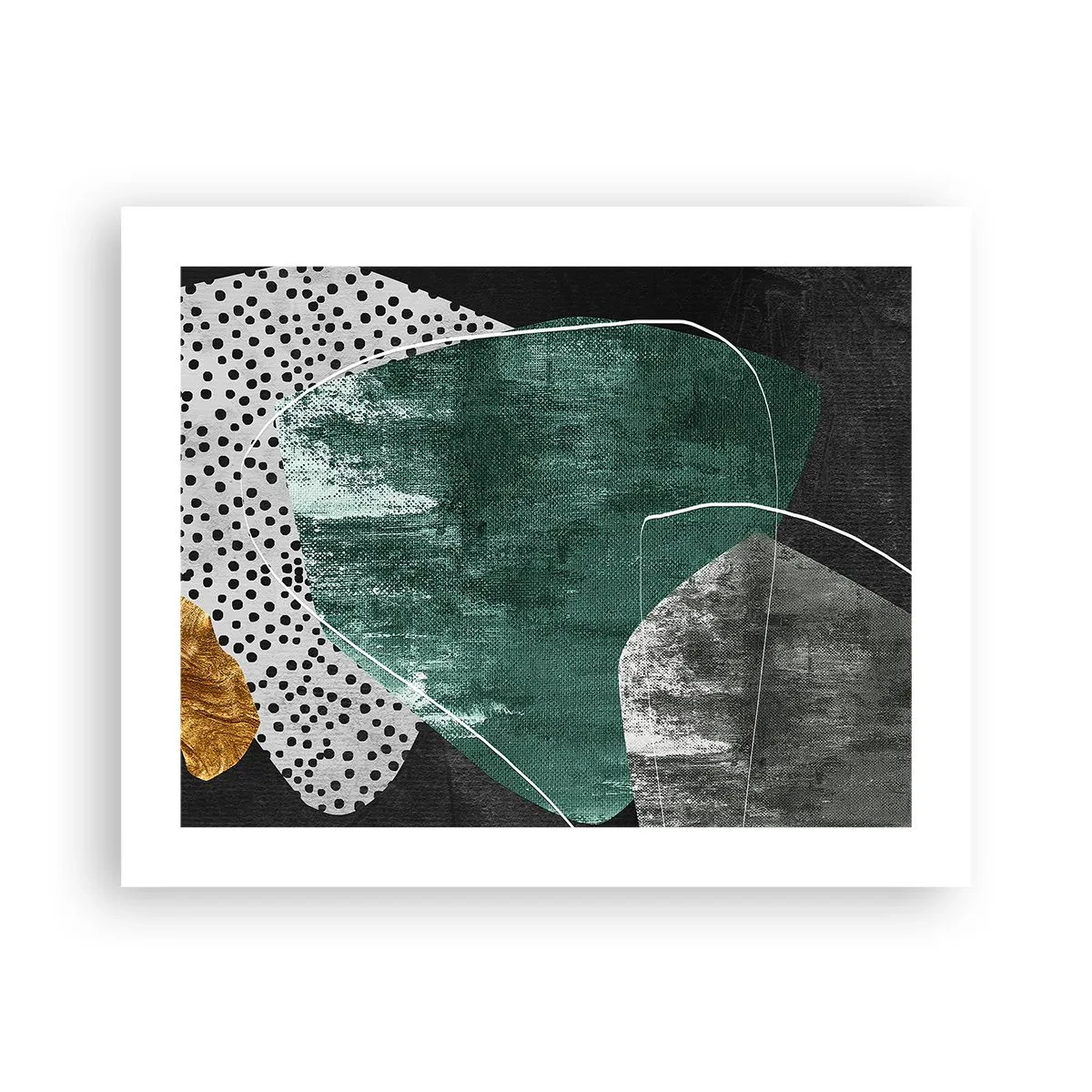 Plakat - Farverig abstraktion med en guldflager - 50x40 cm