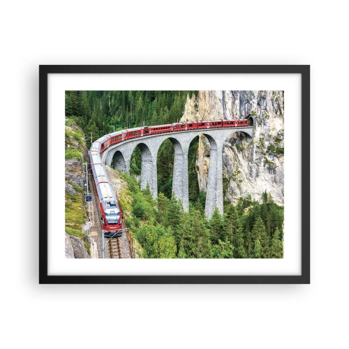 Plakat i sort ramme - Udsigt over bjergene til gengæld - 50x40 cm