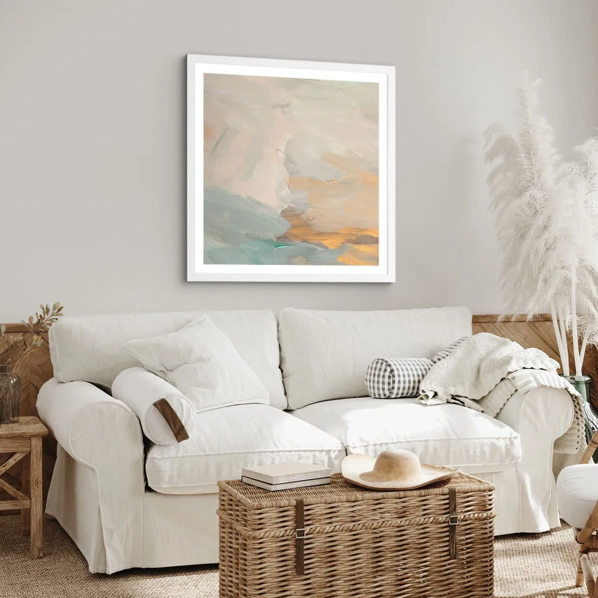 Plakat i hvid ramme - Abstraktion - blidhedens land - 40x40 cm