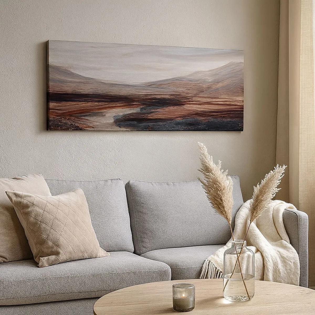 Lærredstryk - Billede på lærred -  Fredfyldt dal - 100x40 cm