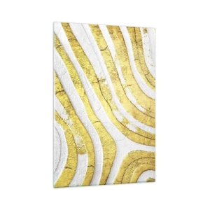 Billede på glas - Sammensætning i hvidt og guld - 80x120 cm