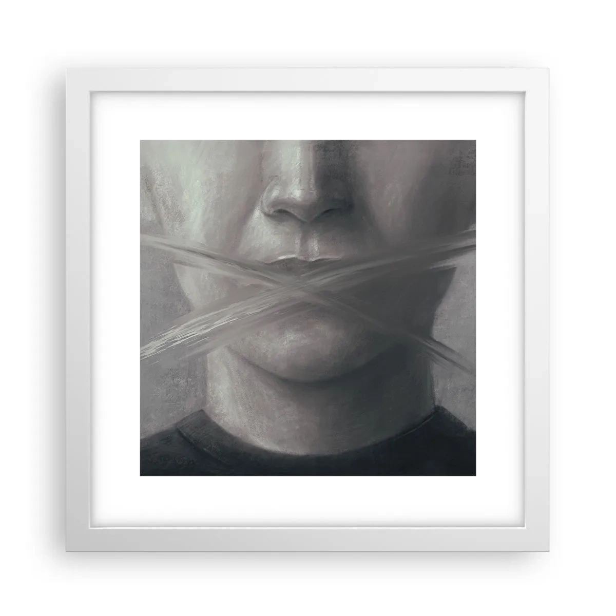 Plakat i hvid ramme - Ikke et ord - 30x30 cm