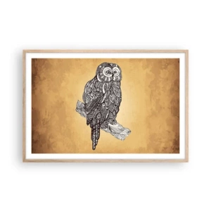 Plakat i ramme af lyst egetræ - Indviklede ornamenter af visdom - 91x61 cm