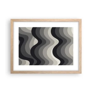 Plakat i ramme af lyst egetræ - Bølge efter bølge - 40x30 cm