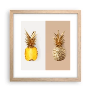 Plakat i ramme af lyst egetræ - Ananas til os - 30x30 cm