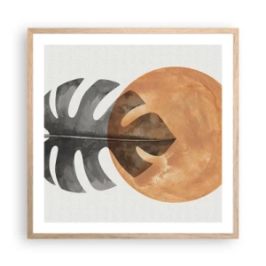 Plakat i ramme af lyst egetræ - Altid solen - 60x60 cm