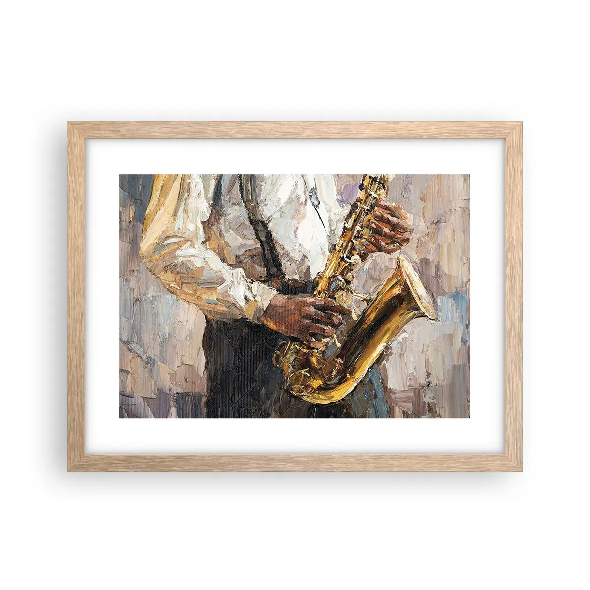 Plakat i ramme af lyst egetræ - Tid til at gå solo - 40x30 cm