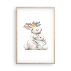 Plakat i ramme af lyst egetræ - Der er intet sted som hos mor - 61x91 cm