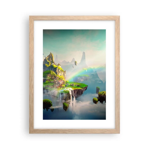 Plakat i ramme af lyst egetræ - Midden - lykkelige øer - 30x40 cm