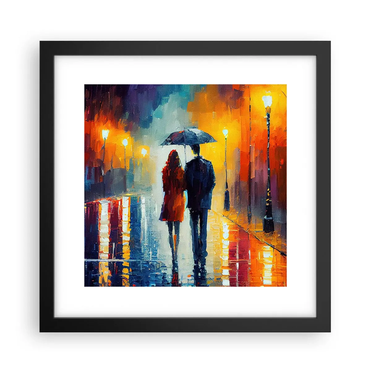 Plakat i sort ramme - Sammen - en farverig nat - 30x30 cm