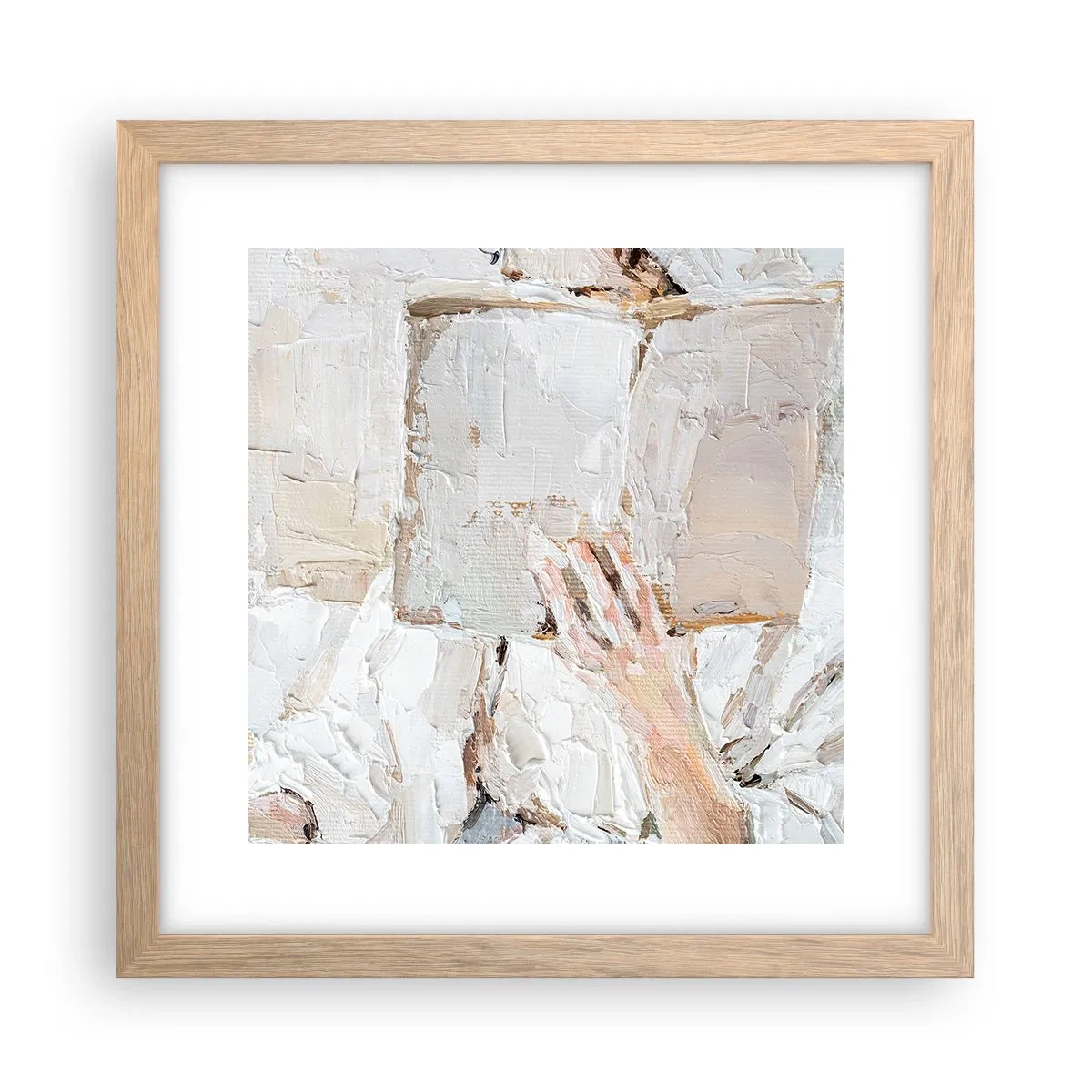 Plakat i ramme af lyst egetræ - I en anden verden - 30x30 cm