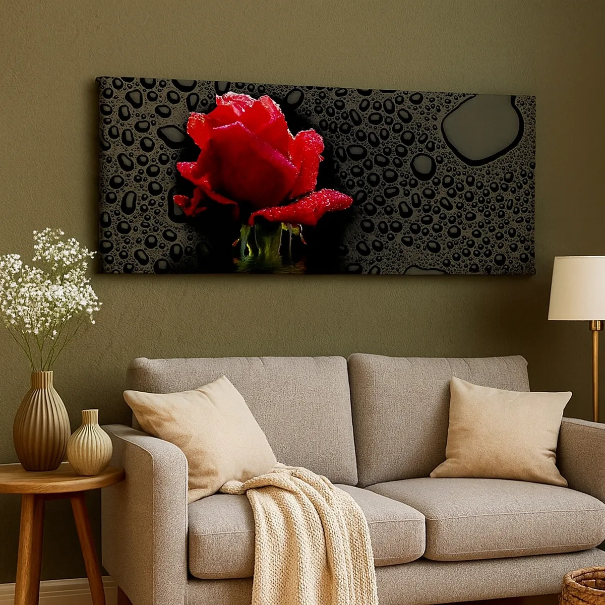 Lærredstryk - Billede på lærred - Rød og sort - 30x30 cm